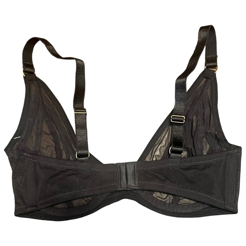 Frederick’s of Hollywood black mesh with gold studs rozlyn bra size 32DD NWT - Picture 3 of 8